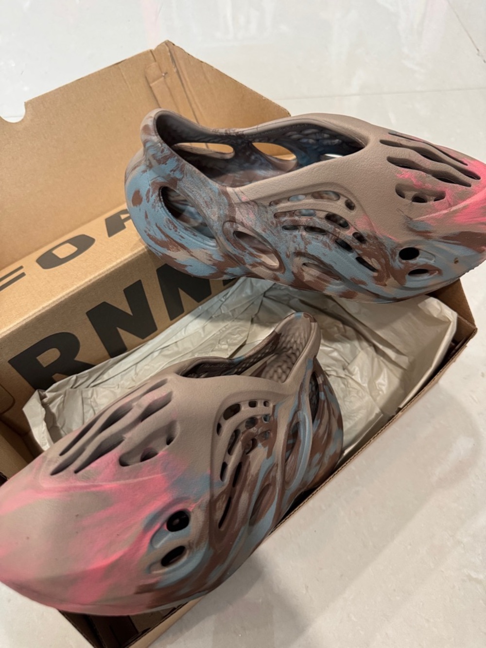 Foam Slip-On Clog with Pink, Blue & Brown Swirl